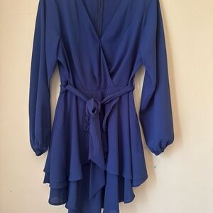 Elegant Blue Wrap Dress